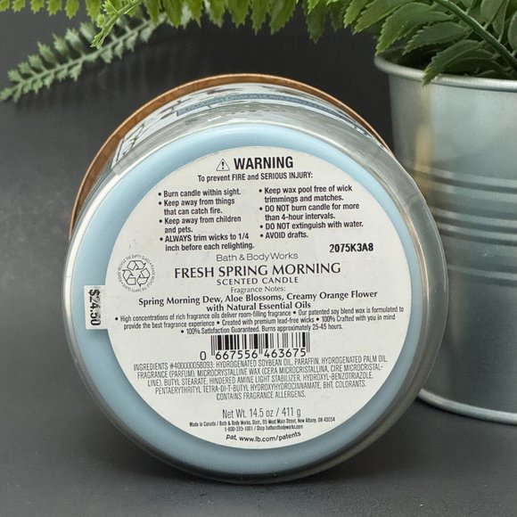 BBW Fresh Spring Morning Bath & Body Works 3 Wick Candle - Picture 9 of 10